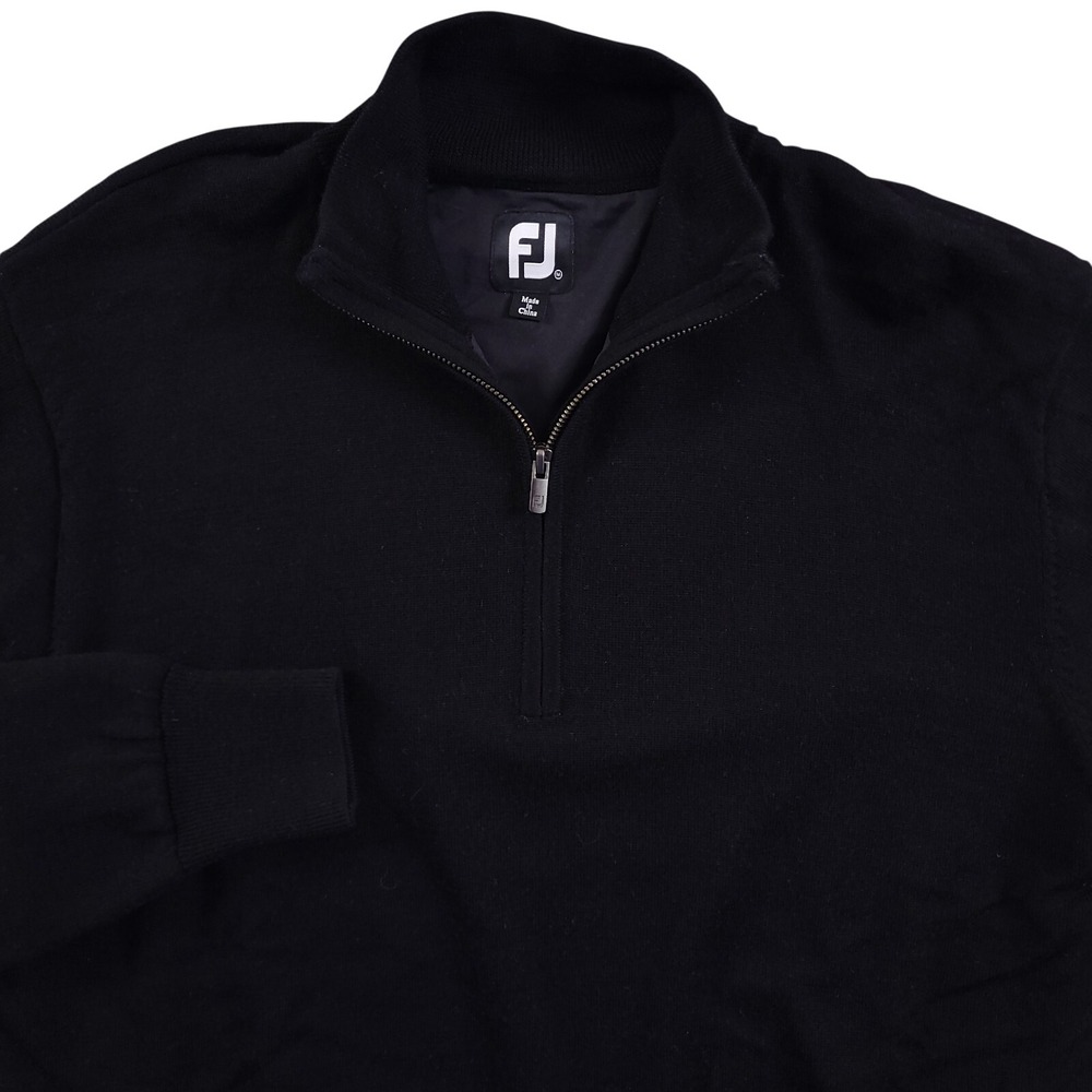 FootJoy Sweater Mens M Black Quarter Zip Wool Knit Lined Performance‎ Golf